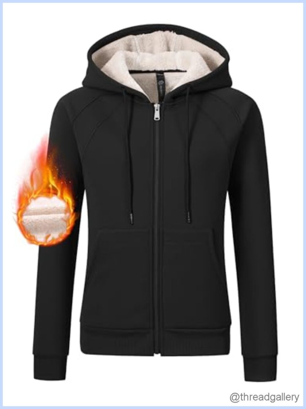 Women's Zip Up Fleece Hoodie Sherpa Jacket Warm Winter Coat